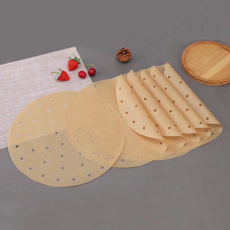Beasea Air Fryer Round Liners - 12 Inch, 200pcs Unbleached Parchment Paper for Air Fryer and Steaming Basket - Image 3